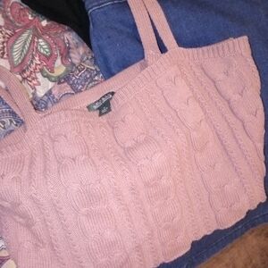 Pink Cable Knit Spaghetti Strap Top